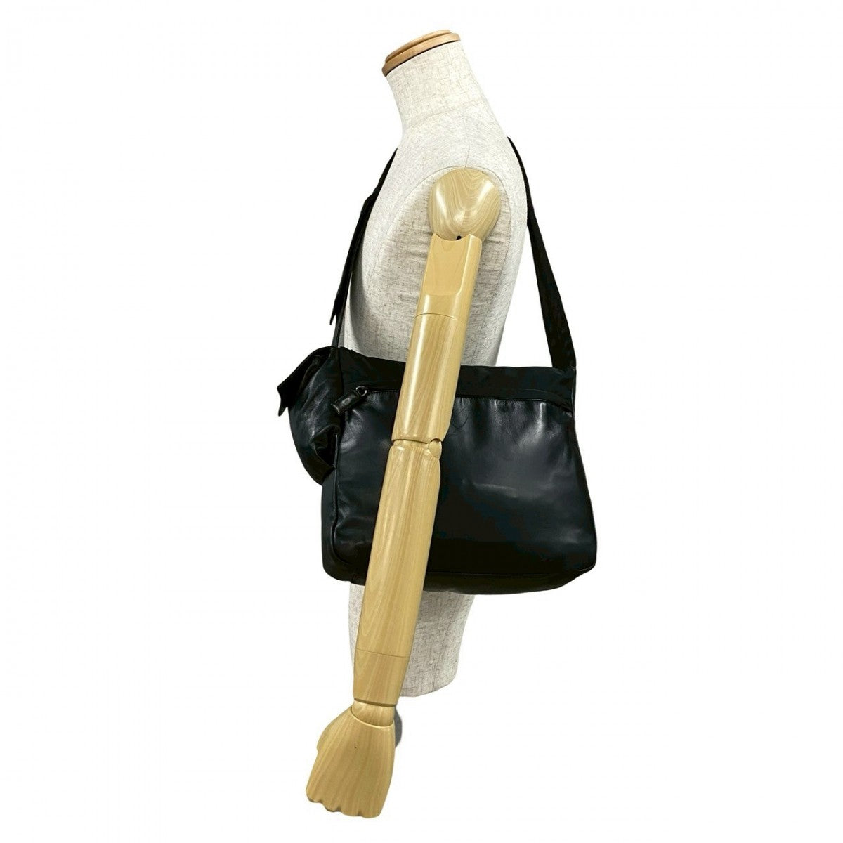 Shoulder Bag Mens Leather Black Logo Mens
