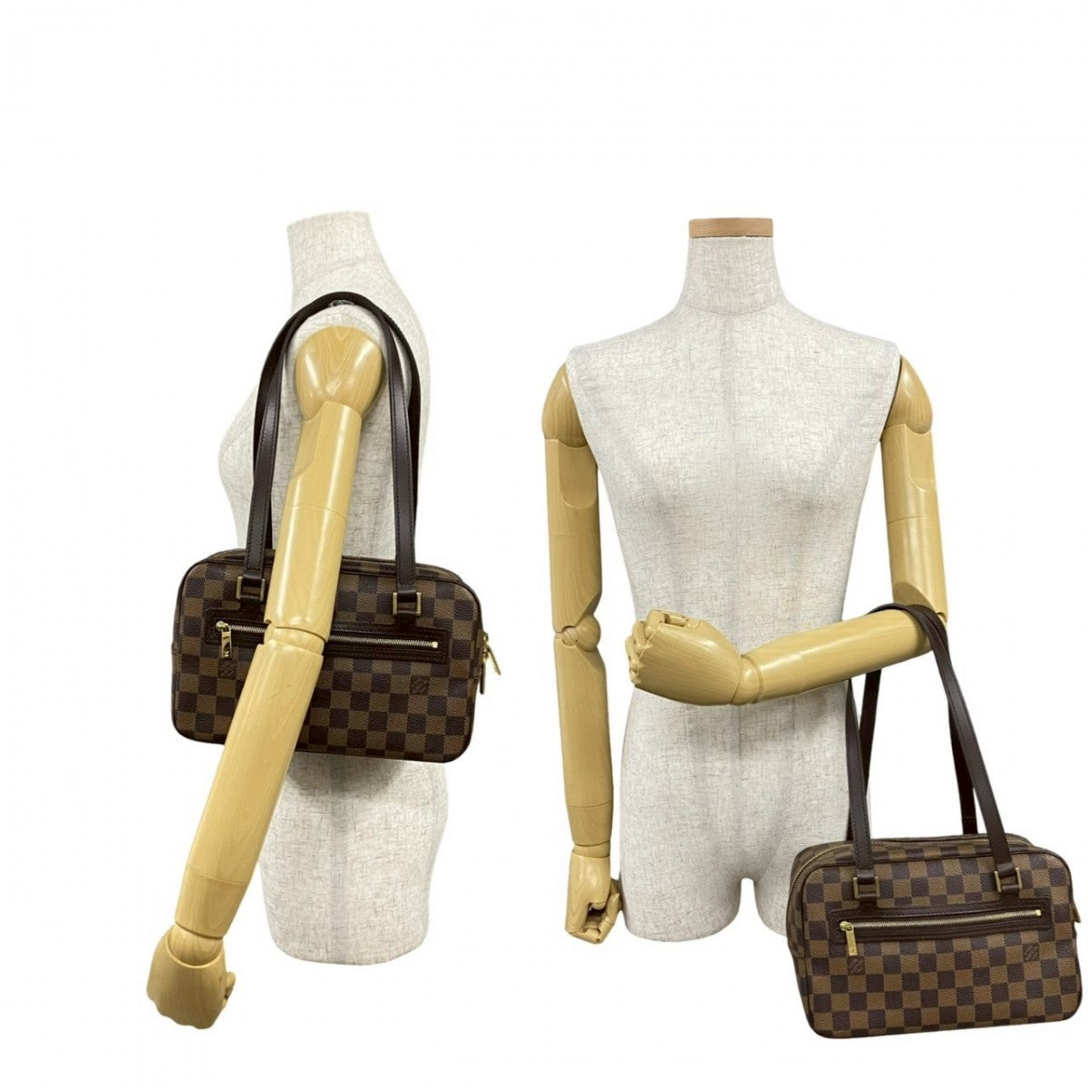 Louis Vuitton N48068 PVC Damier SHITE MM Leather Brown Shoulder Bag
