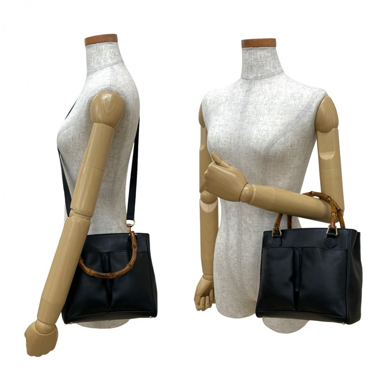 Gucci Bamboo Leather Black Shoulder Bag 250611Kma837 2