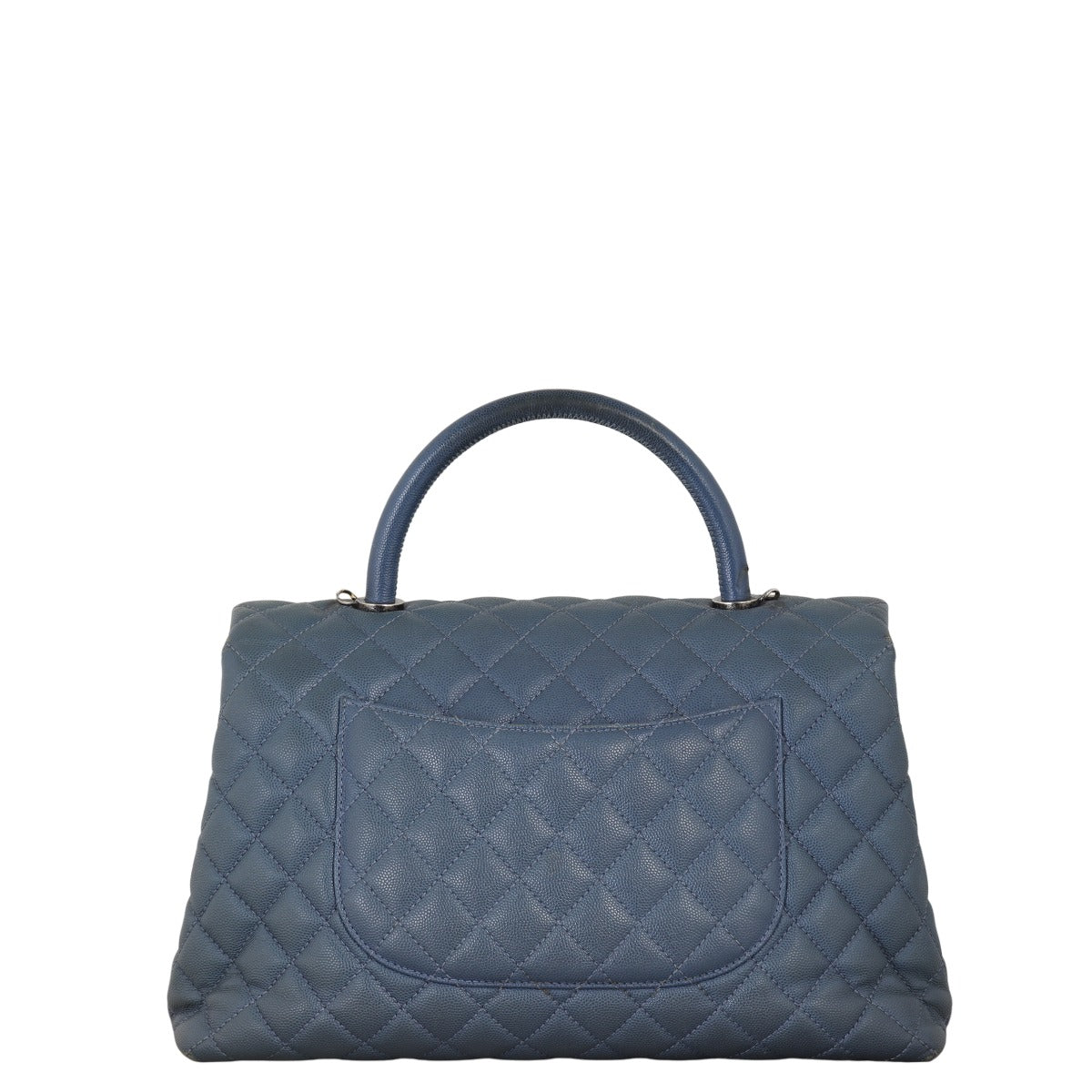 Chanel Coco Top Handle Flap Bag Quilted Blue Crossbody Bag