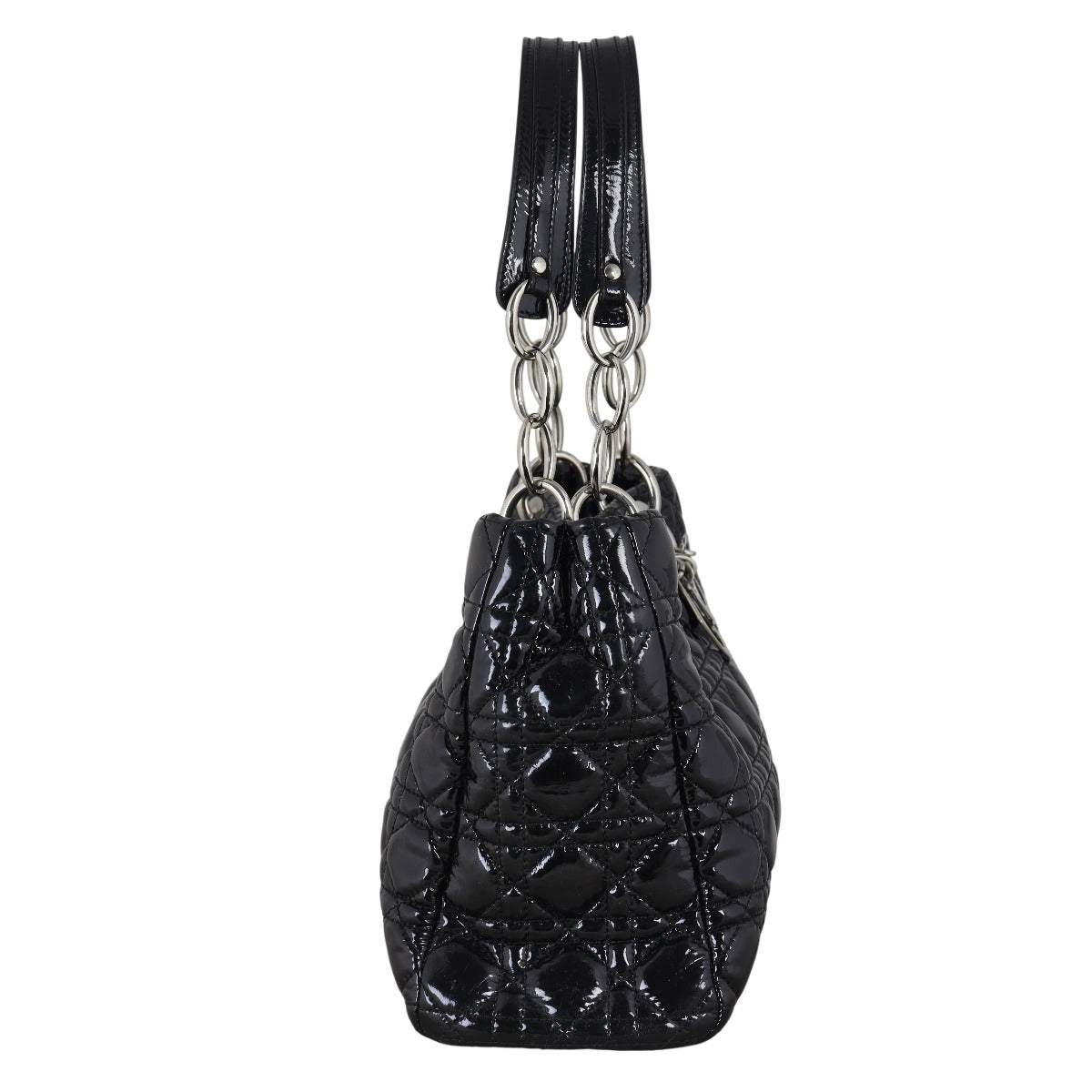 Dior Cannage Soft Shopping Tote Patent Handbag Tote Bag