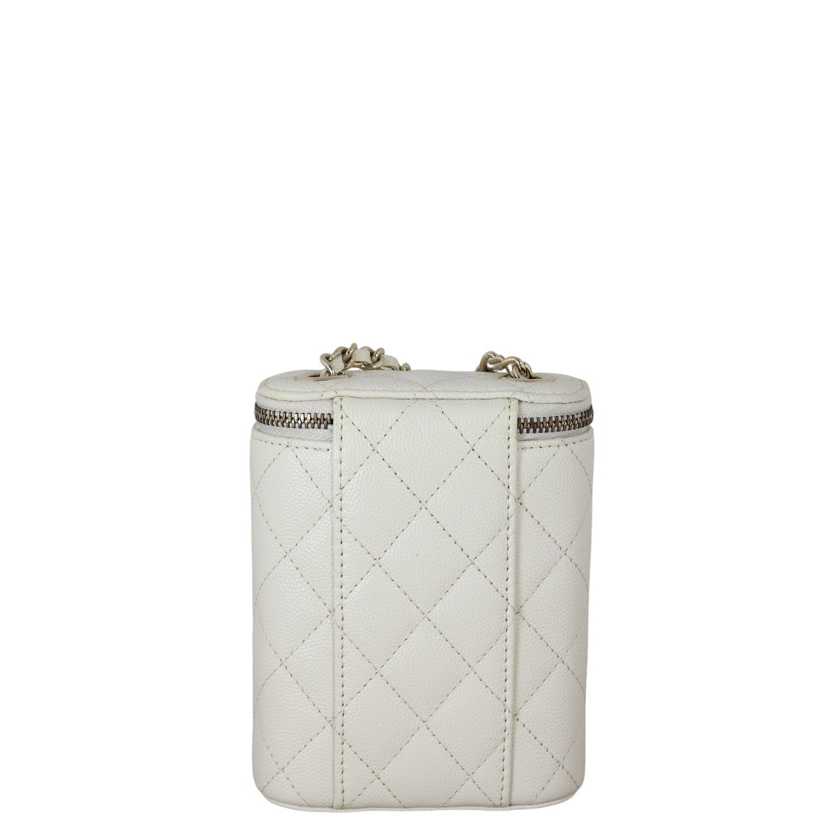 Chanel Classic Vertical Vanity Case Handbag Quilted White Crossbody Bag