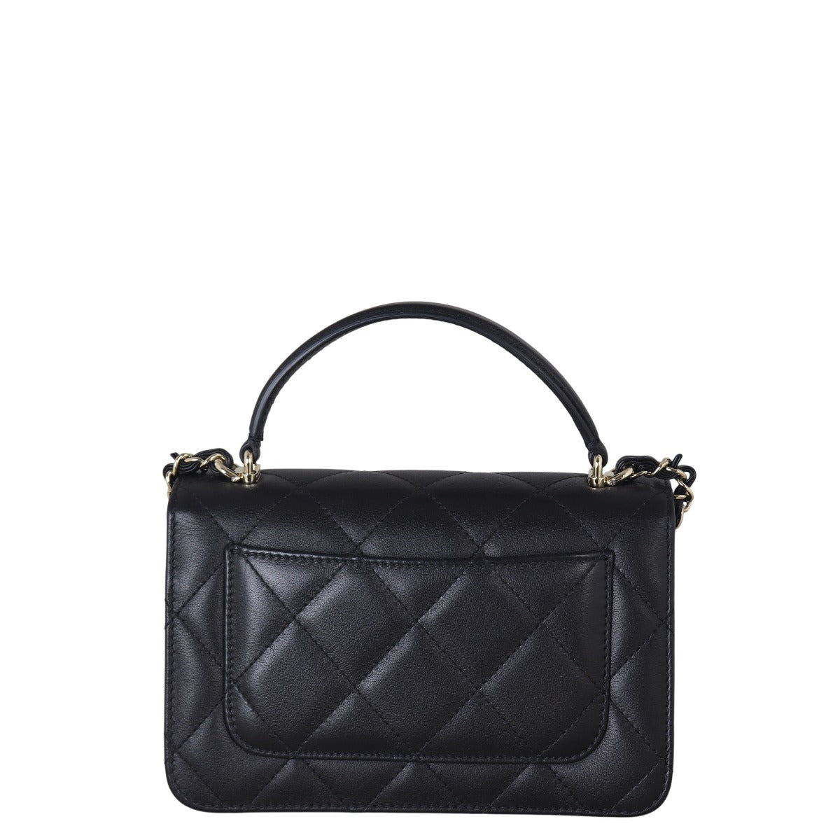 Chanel CC Top Handle Flap Bag Small Quilted Black Crossbody Bag