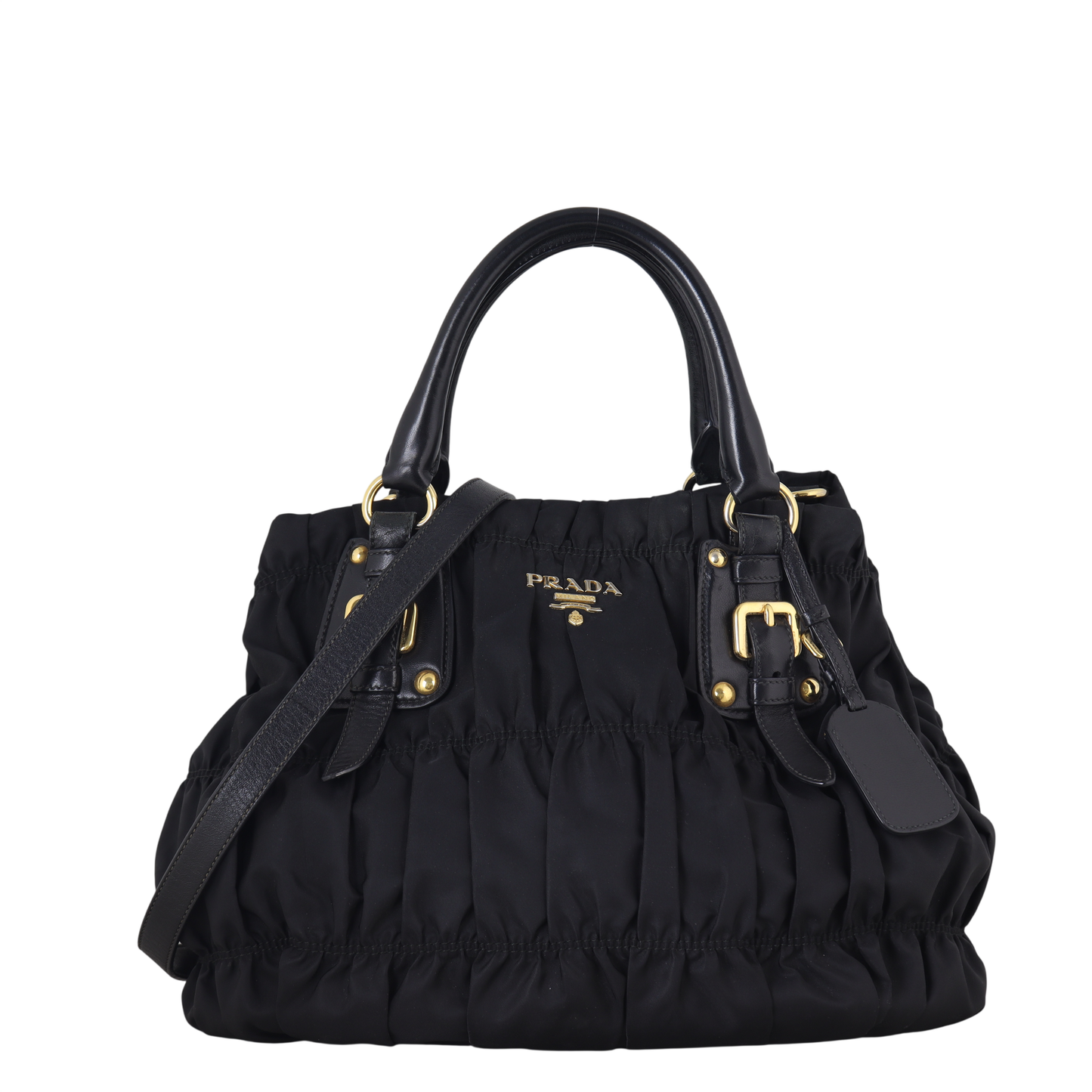Prada Tote Bag Tessuto Gaufre Tote 2 Nylon Black Shoulder Bag