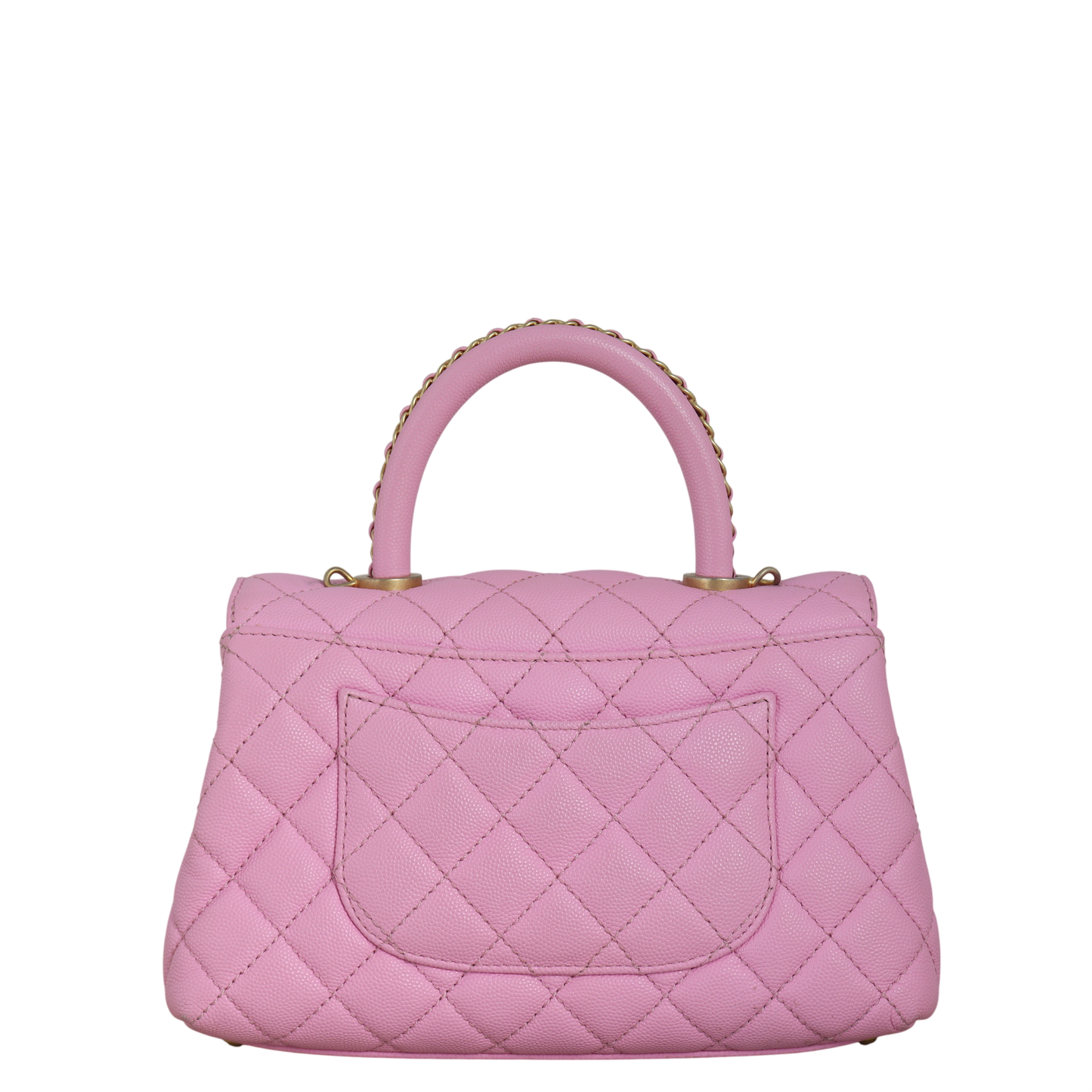 Chanel Coco Chain Top Handle Bag Quilted Pink Shoulder Bag