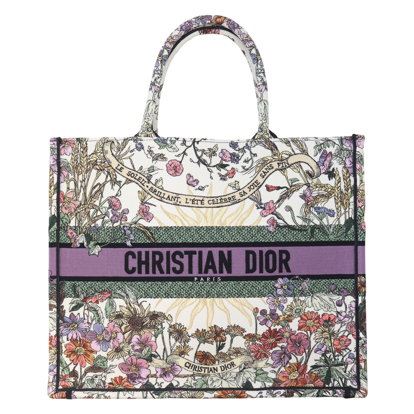 Dior Tote Bag Book Tote Floral Canvas Large Shoulder Bag