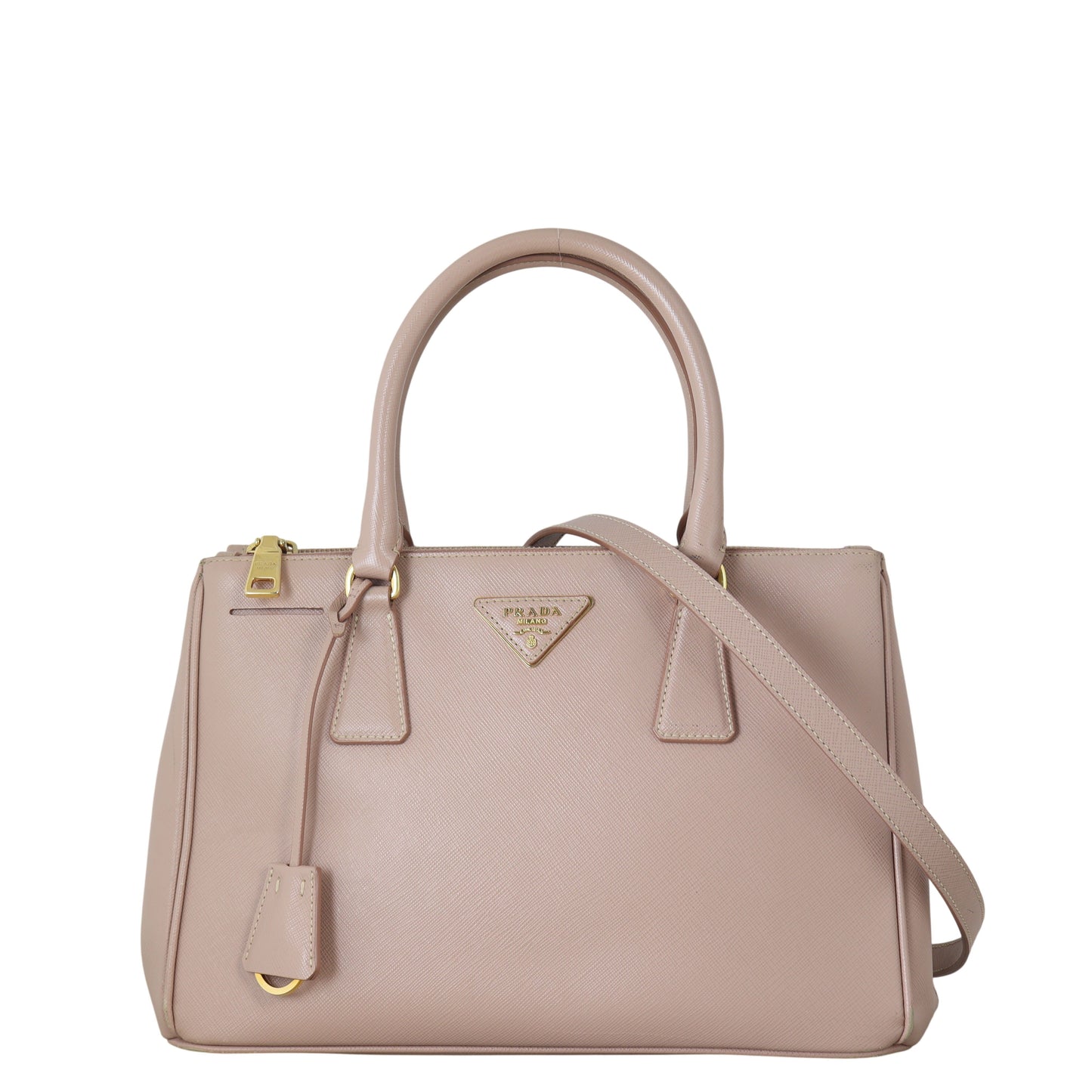 Prada Tote Bag Lux Galleria Double Tote 20 Saffiano Pink Medium Shoulder Bag