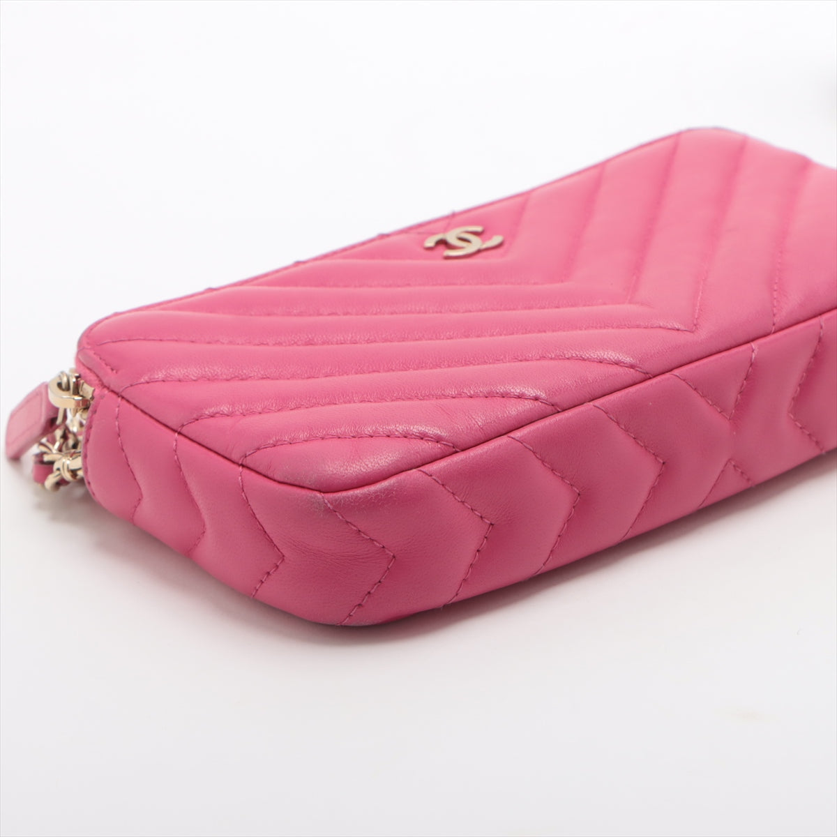Chanel V Stitch Chain Wallet Pink G 23rd