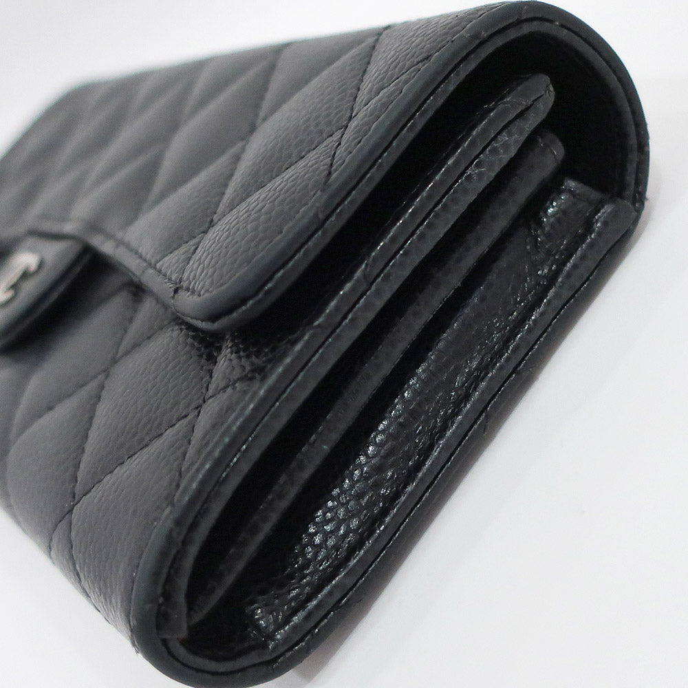 CHANEL Long Wallet Long Flap Wallet Matrasse A80758 Caviar S BK/SV Coco 25th St/8-digit Women Dress Certificate Bag Box