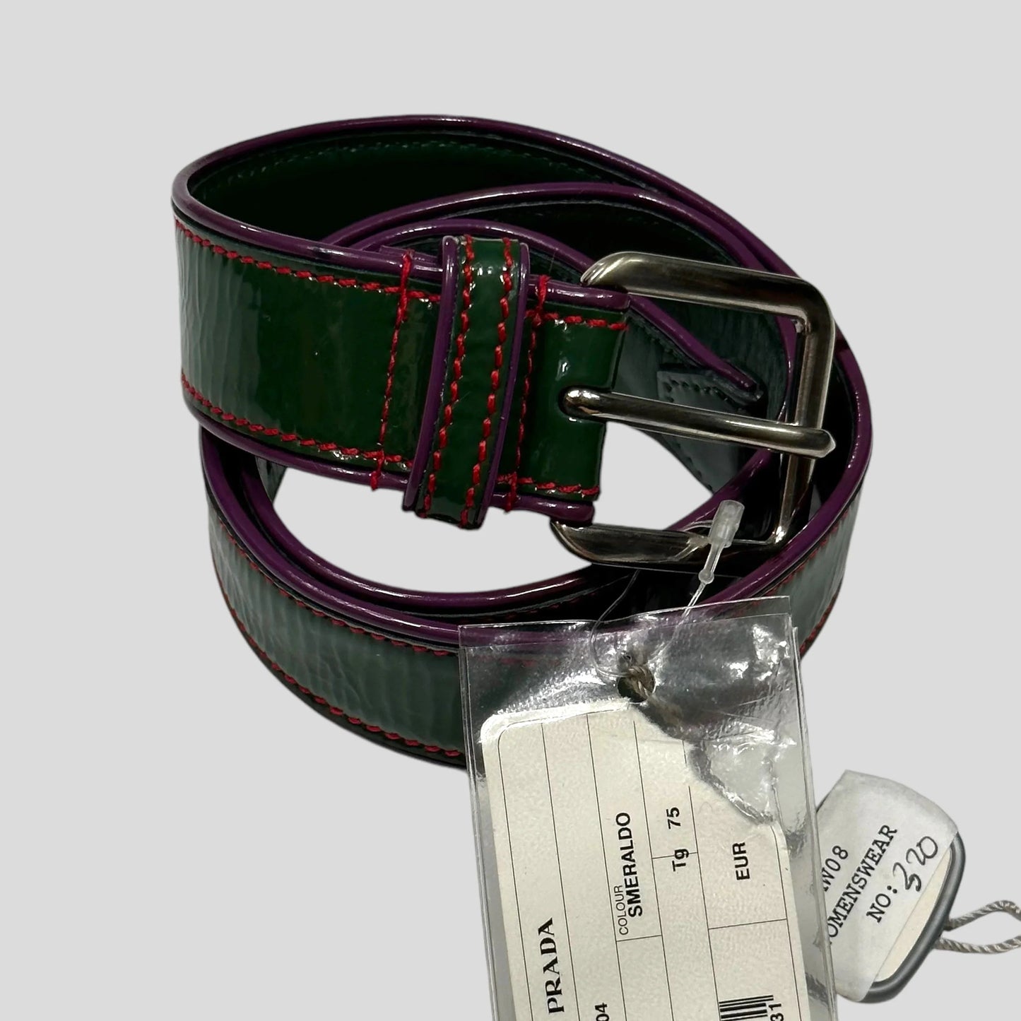 Prada Handbag Vernice Buckle Belt - S Leather Patent