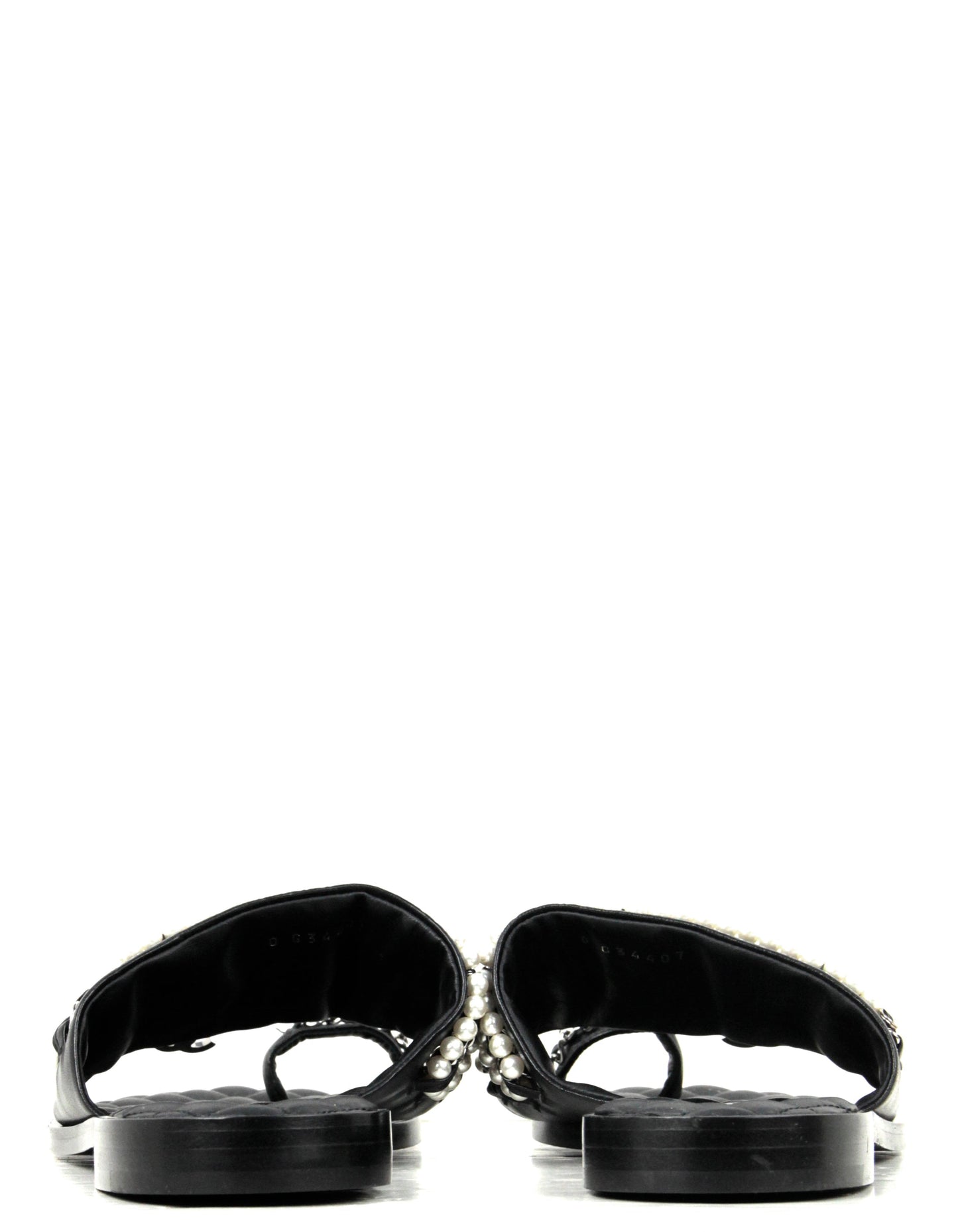 Chanel Pearl and Leather Laced Chain Sandals sz 39C