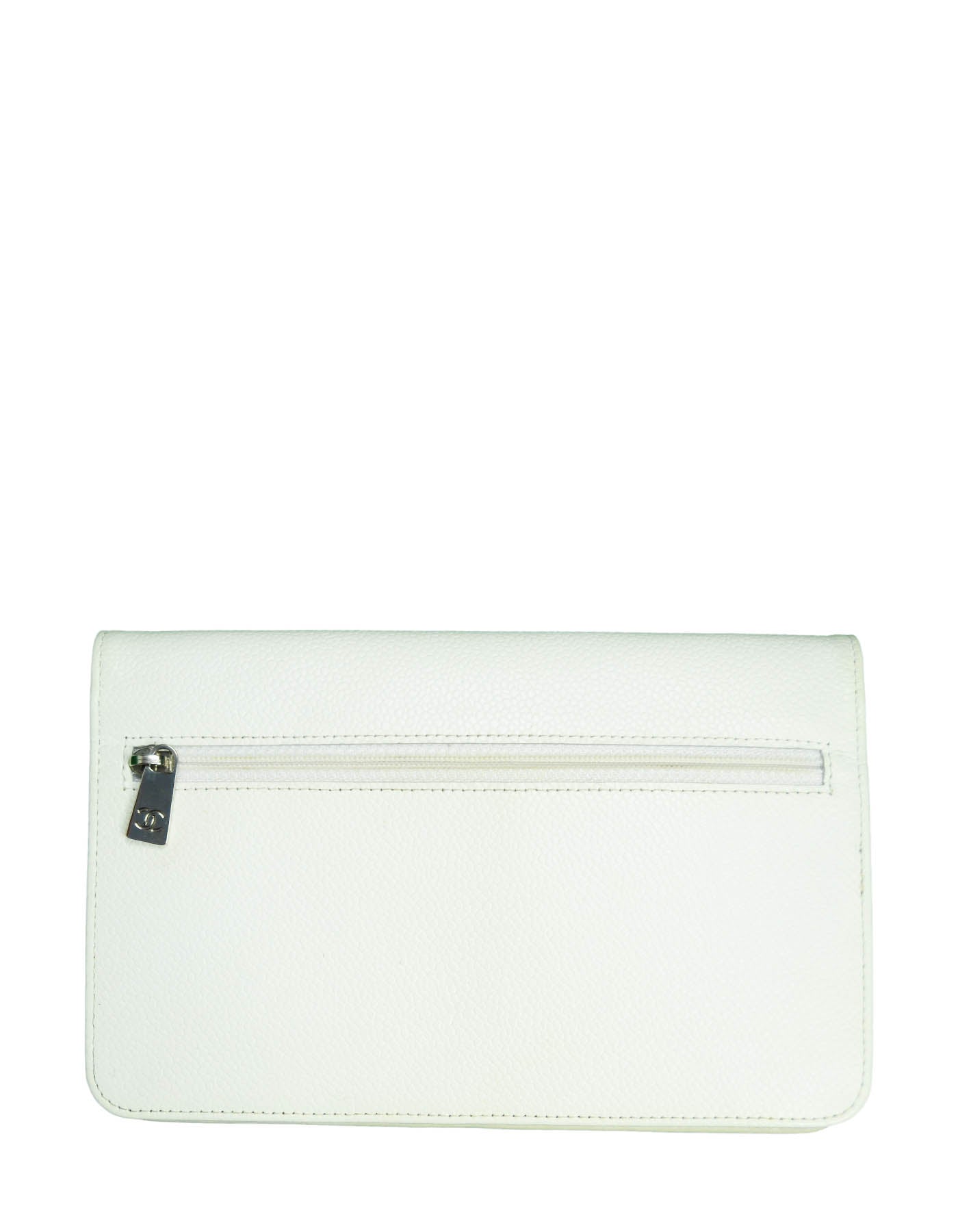 Chanel White Caviar Timeless CC Wallet on Chain WOC Crossbody Bag