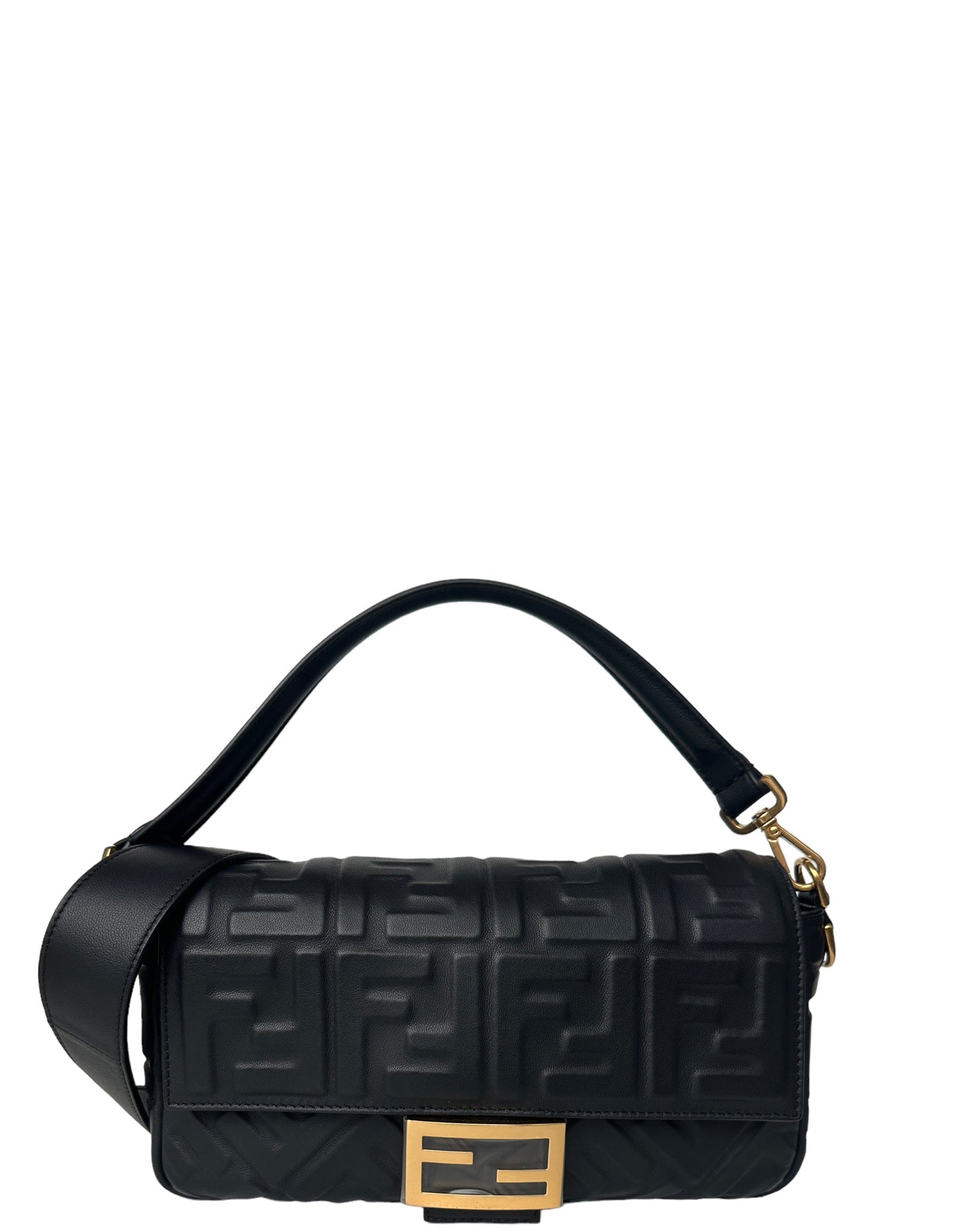 Fendi Handbag Baguette NM Bag Leather Black Medium Shoulder Bag