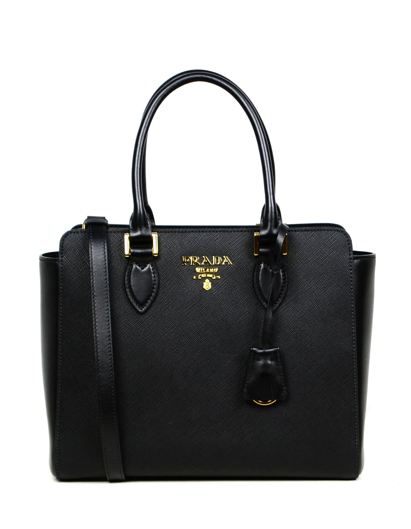 Prada Handbag Crossbody Bag Leather Saffiano Black