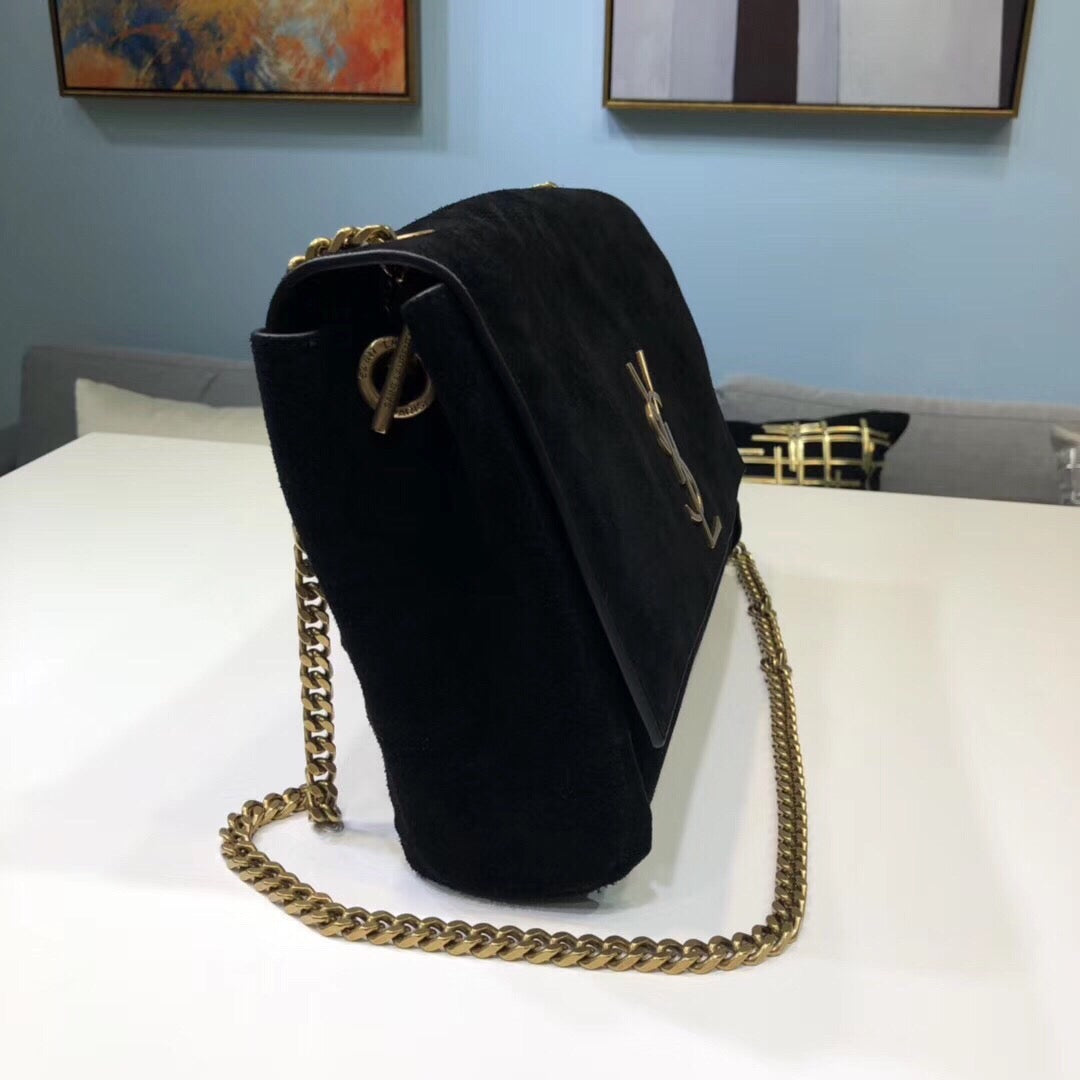 YSL Saint Laurent Kate Reversible 28.5in 11cm Black Medium Chain Handbag