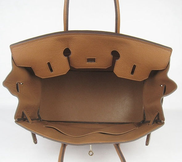 Hermes Luxury Birkin Cm Togo Handbags Light Coffee Leather Gold Travel Bag