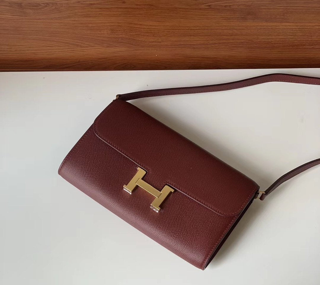 Top Quality Constance Togo Long Wallet Toned Red Gold Travel Bag