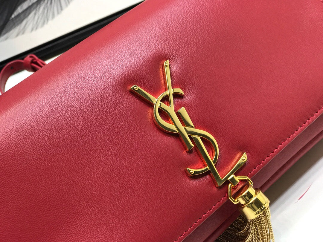 YSL Saint Laurent Kate Tassel 10in 26cm Red Small Shoulder Bag