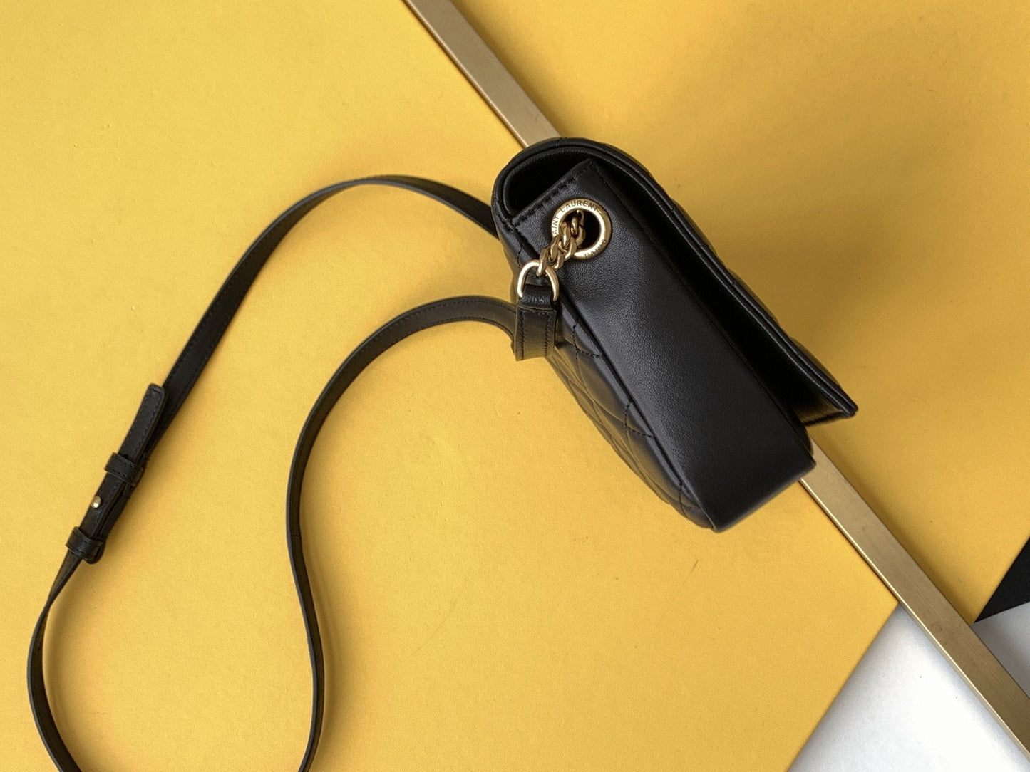 YSL Saint Laurent Kate 99 Hardware 10in 26cm Black Gold Chain Handbag