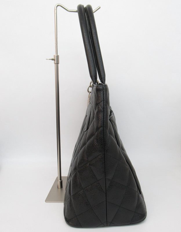 Chanel Reissue Tote Metal Fittings Caviar Skin Black Silver Tote Bag