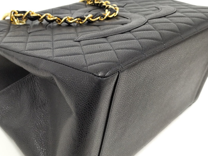 Chanel Gst Tote Bag Caviar Skin Matelasse Black Black 1