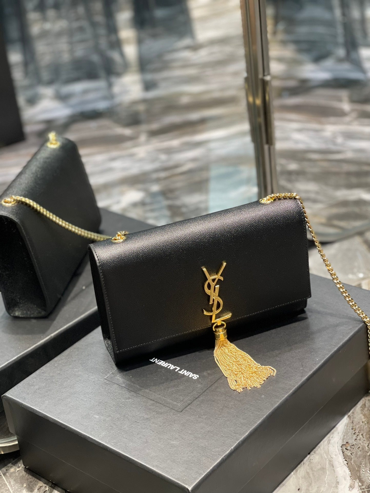 YSL Saint Laurent Ysl Saint Laurent Kata Medium Chain Bag Black Travel Bag