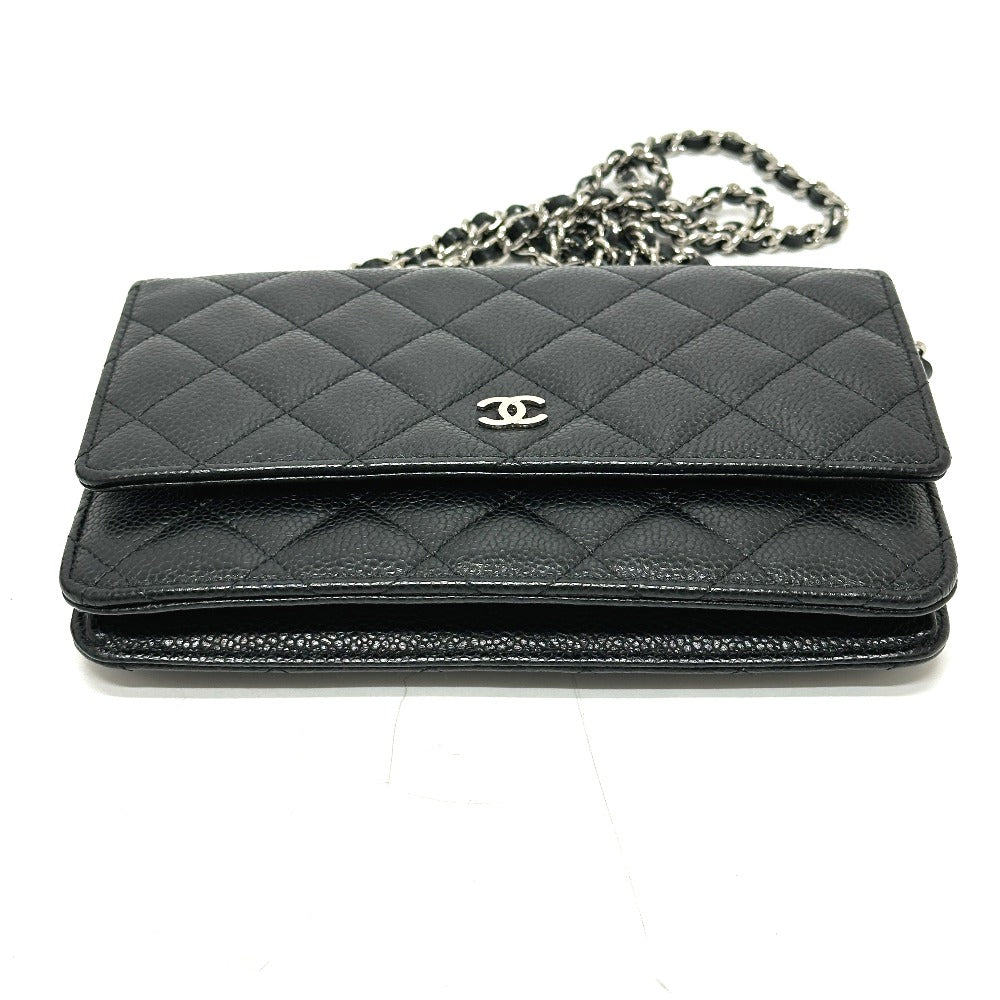 Chanel Caviar skin Matrasse COCO Mark Classic Black Wallet Case