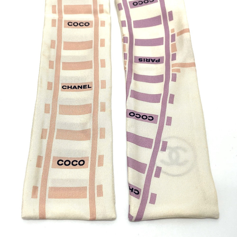 Chanel scarf silk CCCOCO Mark Track motif White