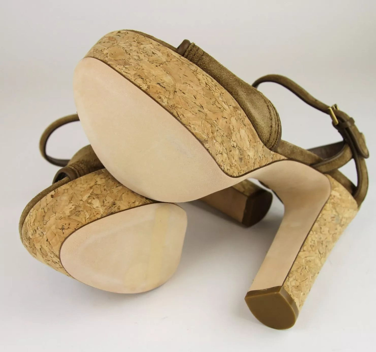 Gucci Danielle Suede Cork Platform Sandal, 38.5/8.5