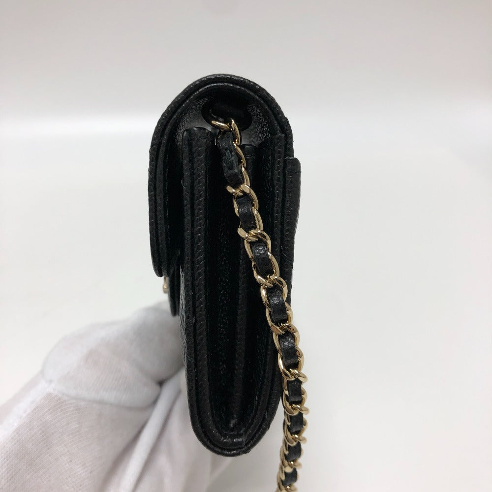 Chanel Caviar skin COCO Mark Matrasse Black Shoulder Bag