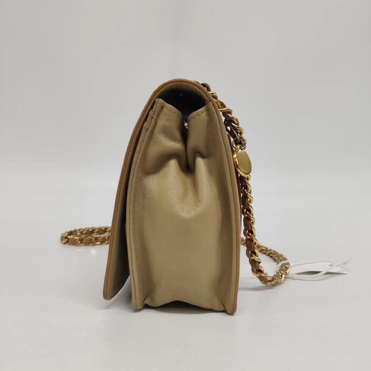 Chanel on Flap Double CC Camel Caviar Leather Wallet Case