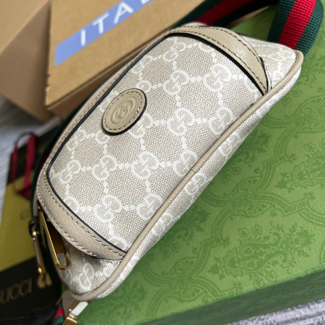gg Belt Interlocking G gg Canvas White Beige Accessory