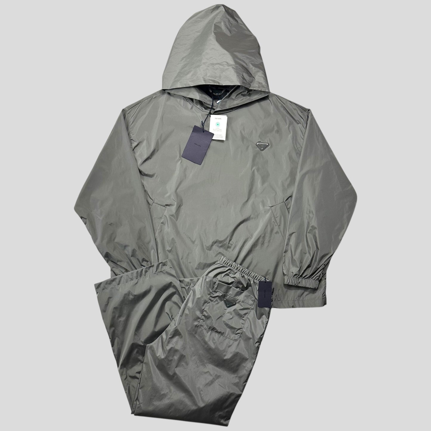 Prada Handbag Light Technical Smock Jacket + Tro rs Nylon
