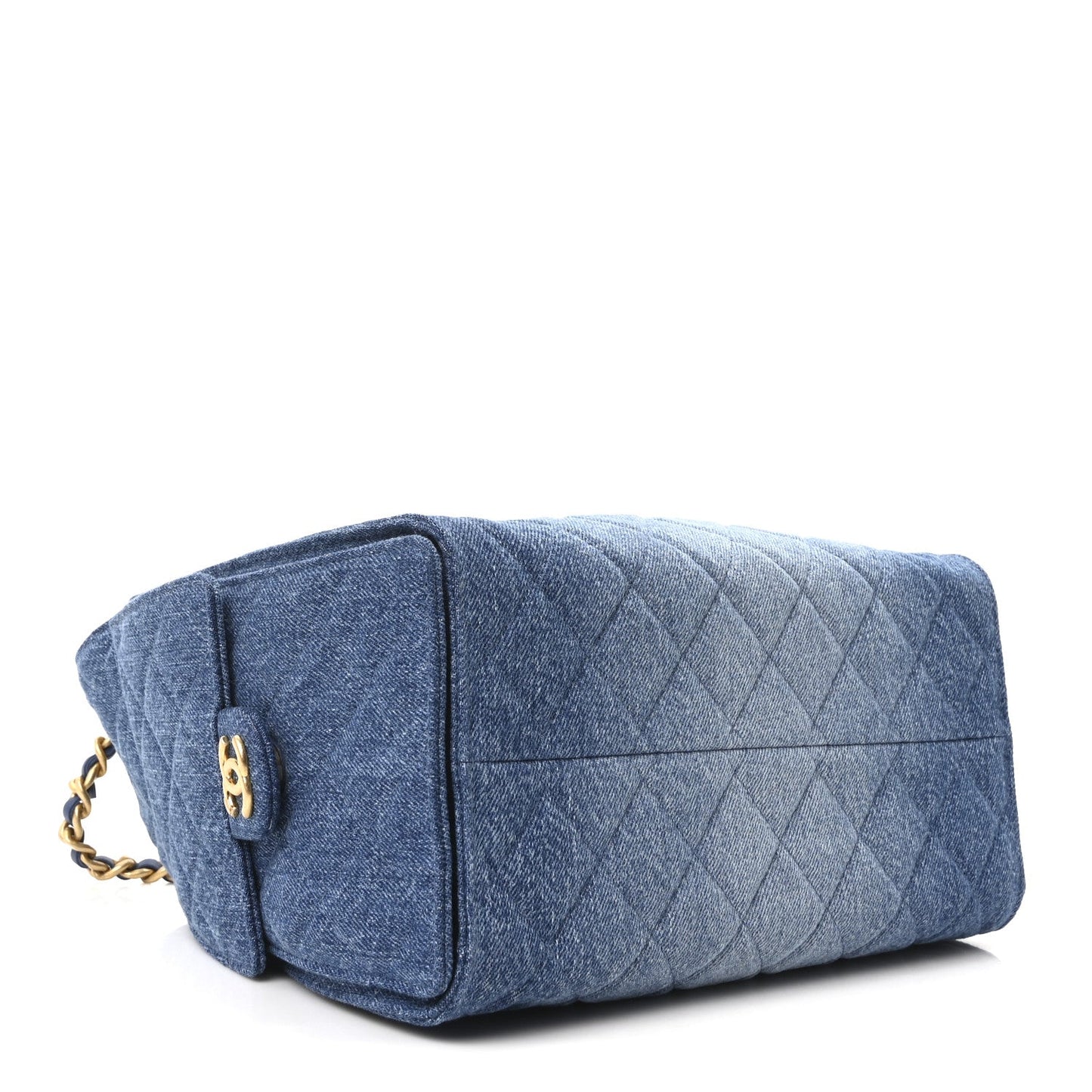 Washed Denim Quilted Small Chanel 25 Handbag Blue