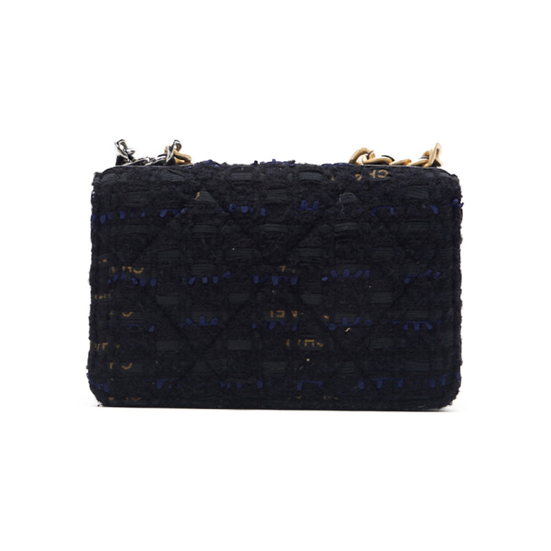 CHANEL ?CHANEL? CHANEL 19 Matrasse Chain Wallet Tweed Black Blue (Gen × Silver Gold) Wallet Coupon Wallet ?French?