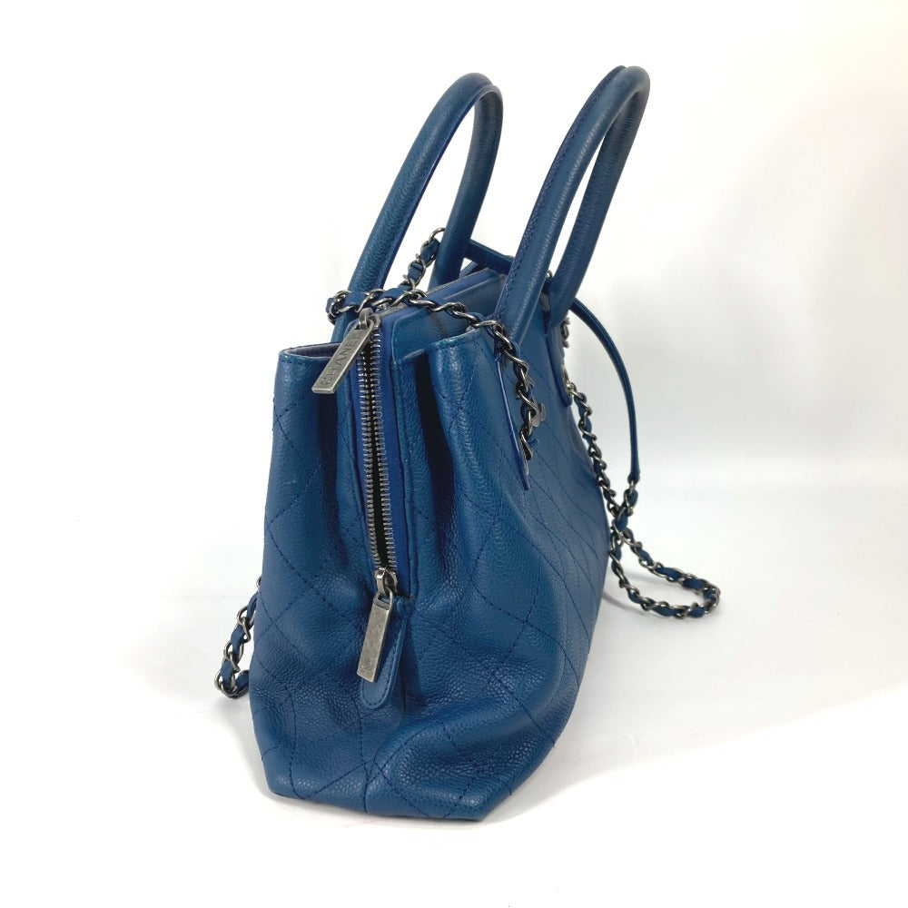 Chanel Caviar skin CC COCO Mark Matelasse Blue Shoulder Bag