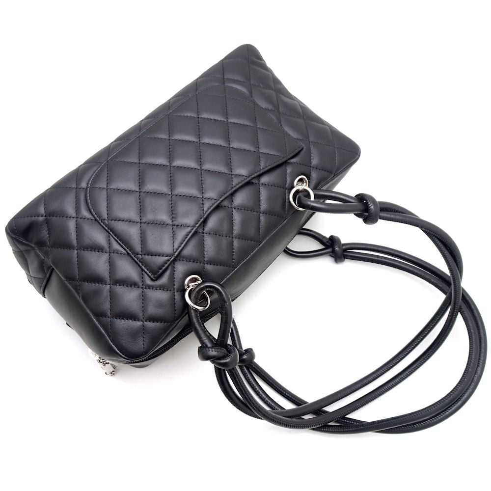 Chanel Bowling Bag Handbag Cambon Line Leather Black
