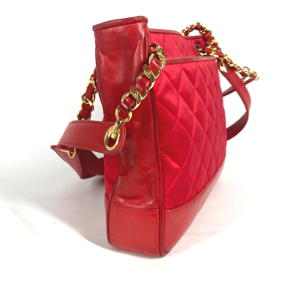 Chanel Satin Cocoball Matrasse quilting Red Leather Shoulder Bag