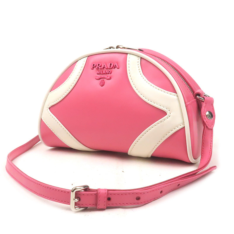 Prada Prada Leather Shoulder Bag Begonia Bian Pink White 1Bh140 35193 16