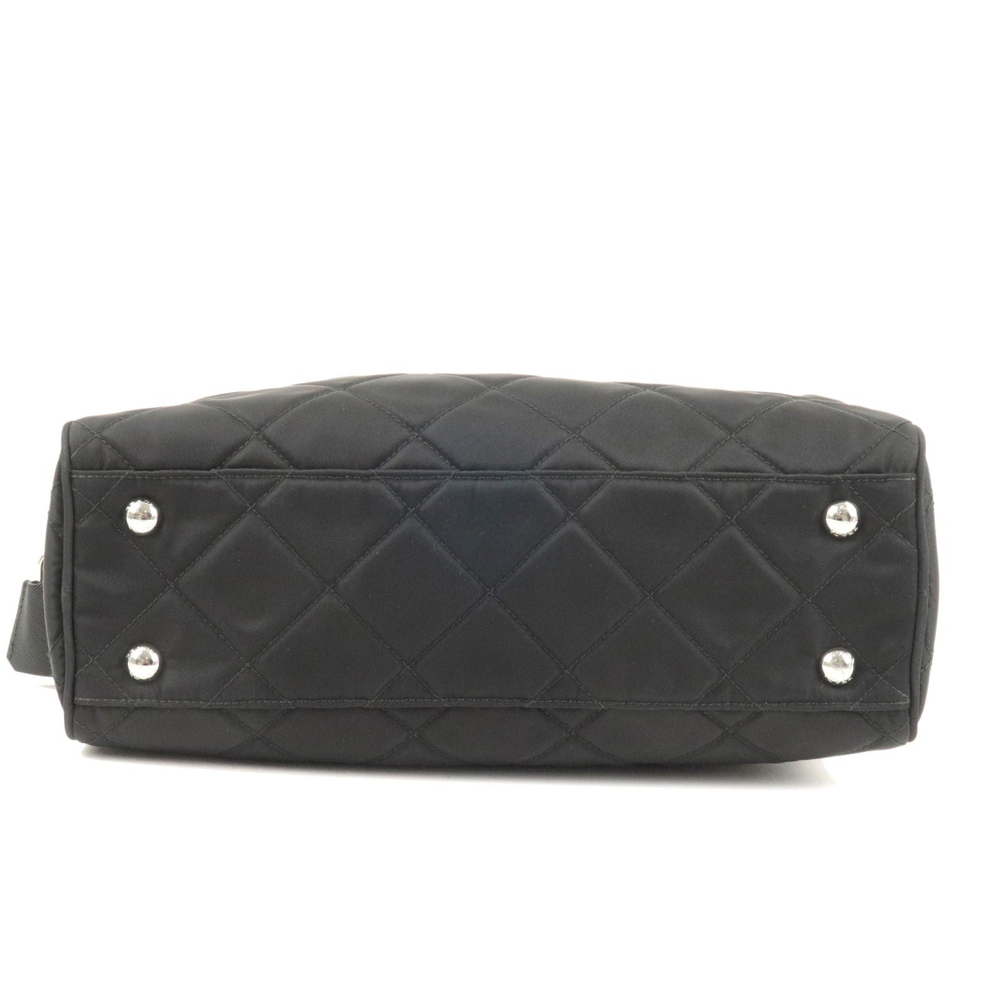 Prada Prada Nylon Leather Quilting Chain Shoulder Bag Black
