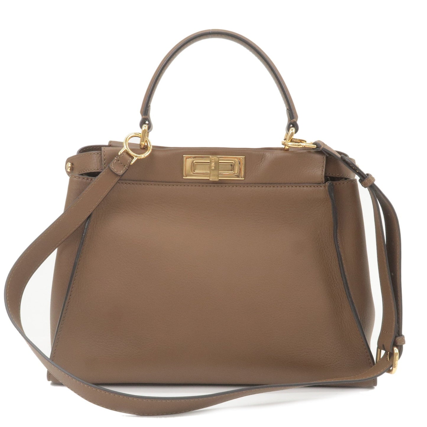 Peekaboo Regular 2Way Bag Leather Brown Handbag