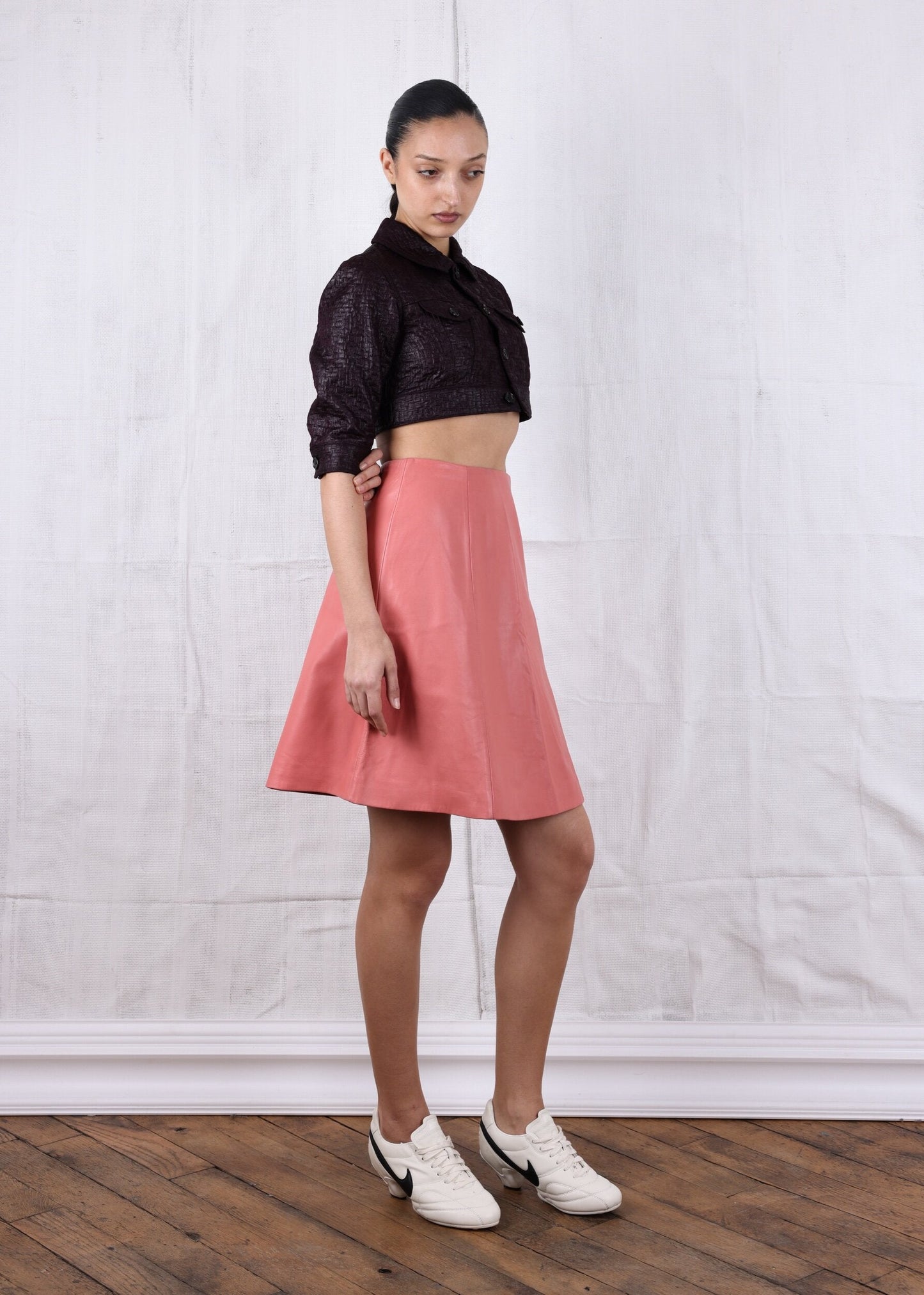Prada Handbag Coral A-lined midi skirt Leather