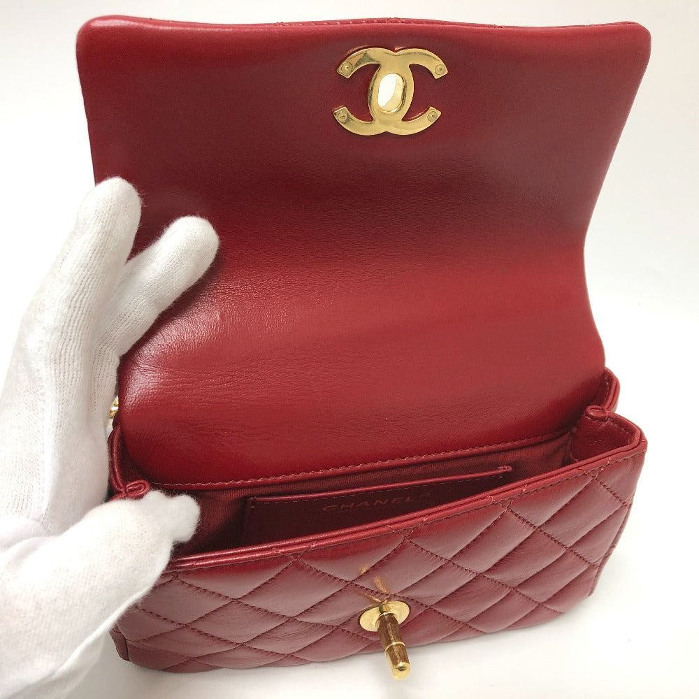 Chanel lambskin COCO Mark Matrasse Red Shoulder Bag