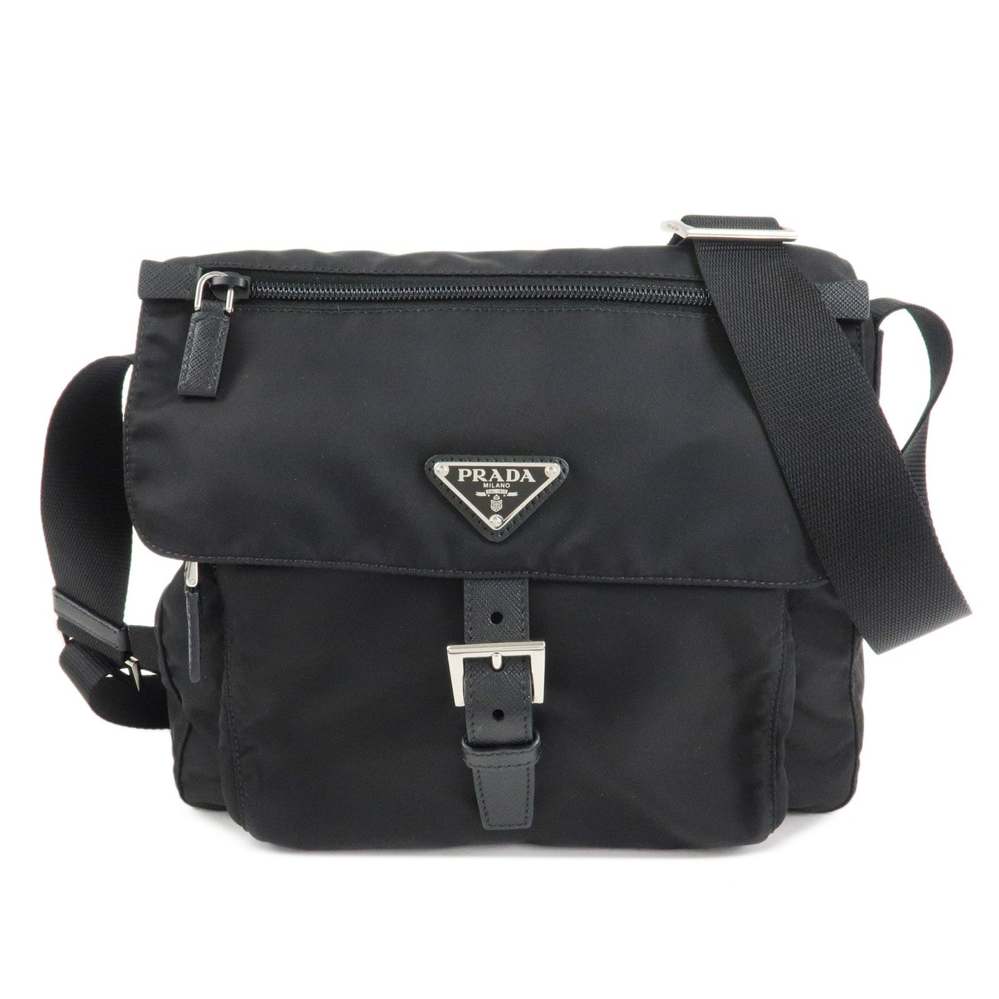 Shoulder Bag d Leather Nylon Black