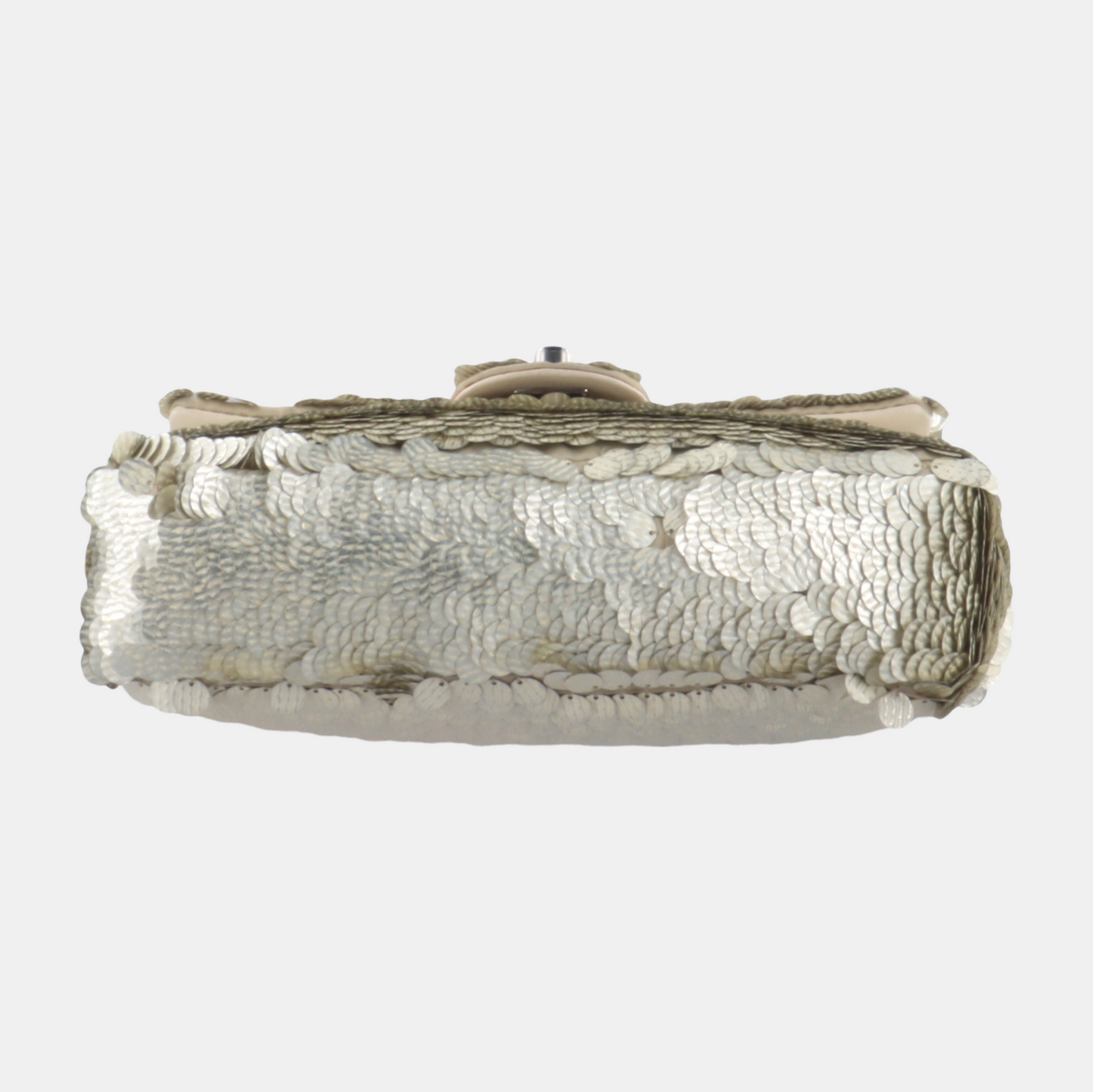 Chanel Paillette Flap Rectangular Glitter Sequins Neutral Silver Shoulder Bag