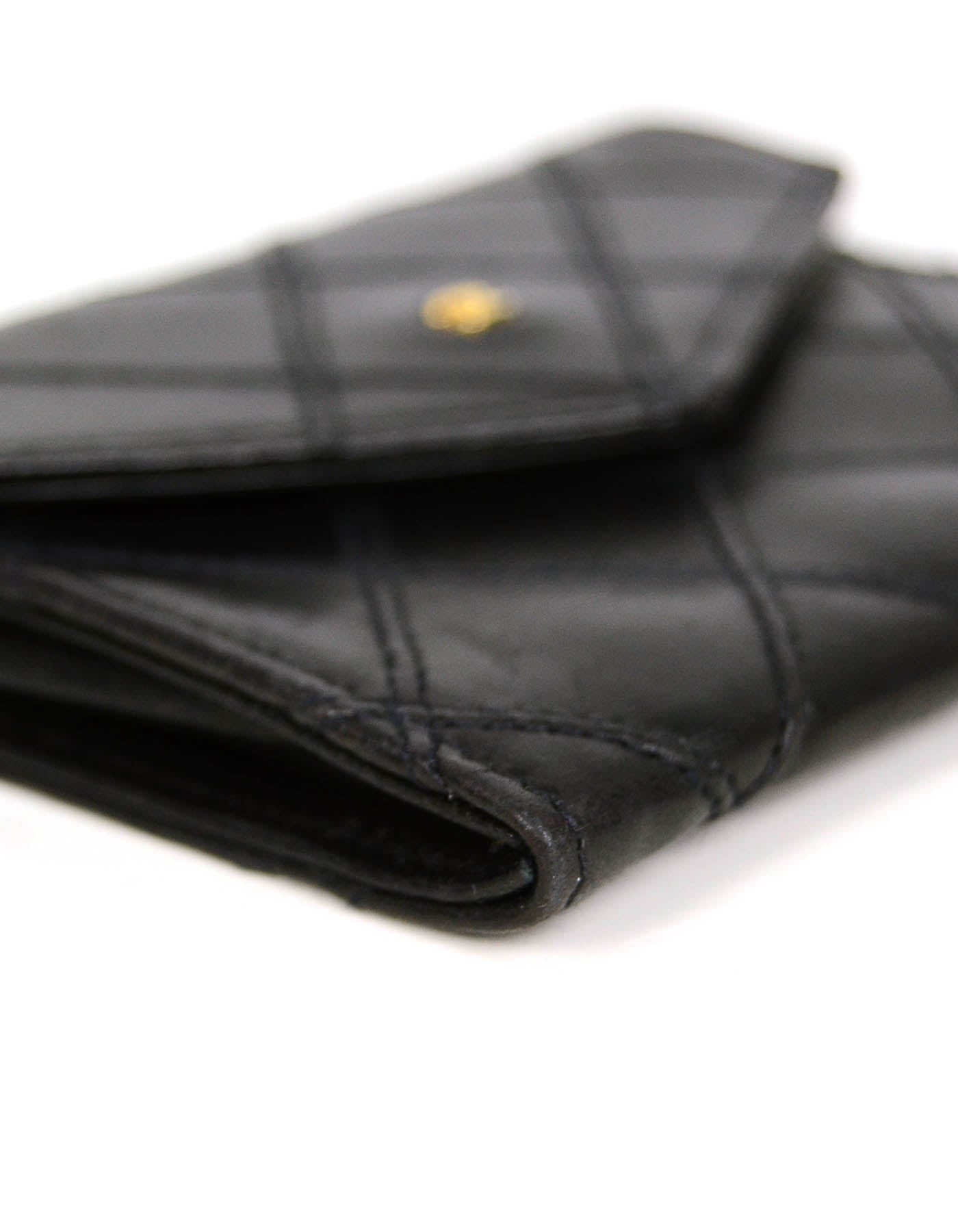 Chanel Black Lambskin Leather Quilted Card Case Bag