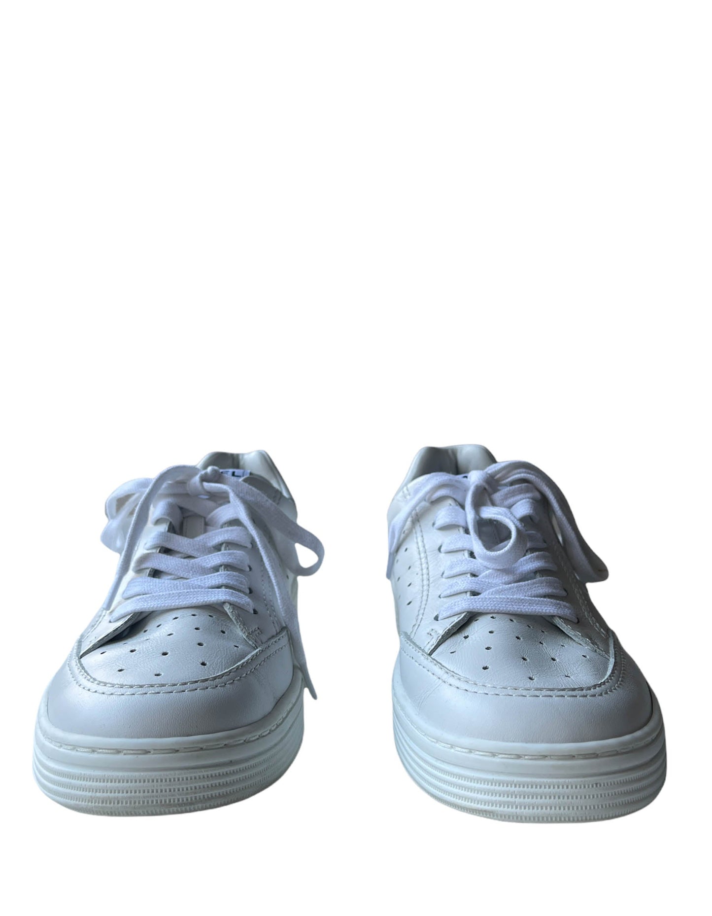Chanel White Cha Nel Logo Tennis Sneakers Sz 38