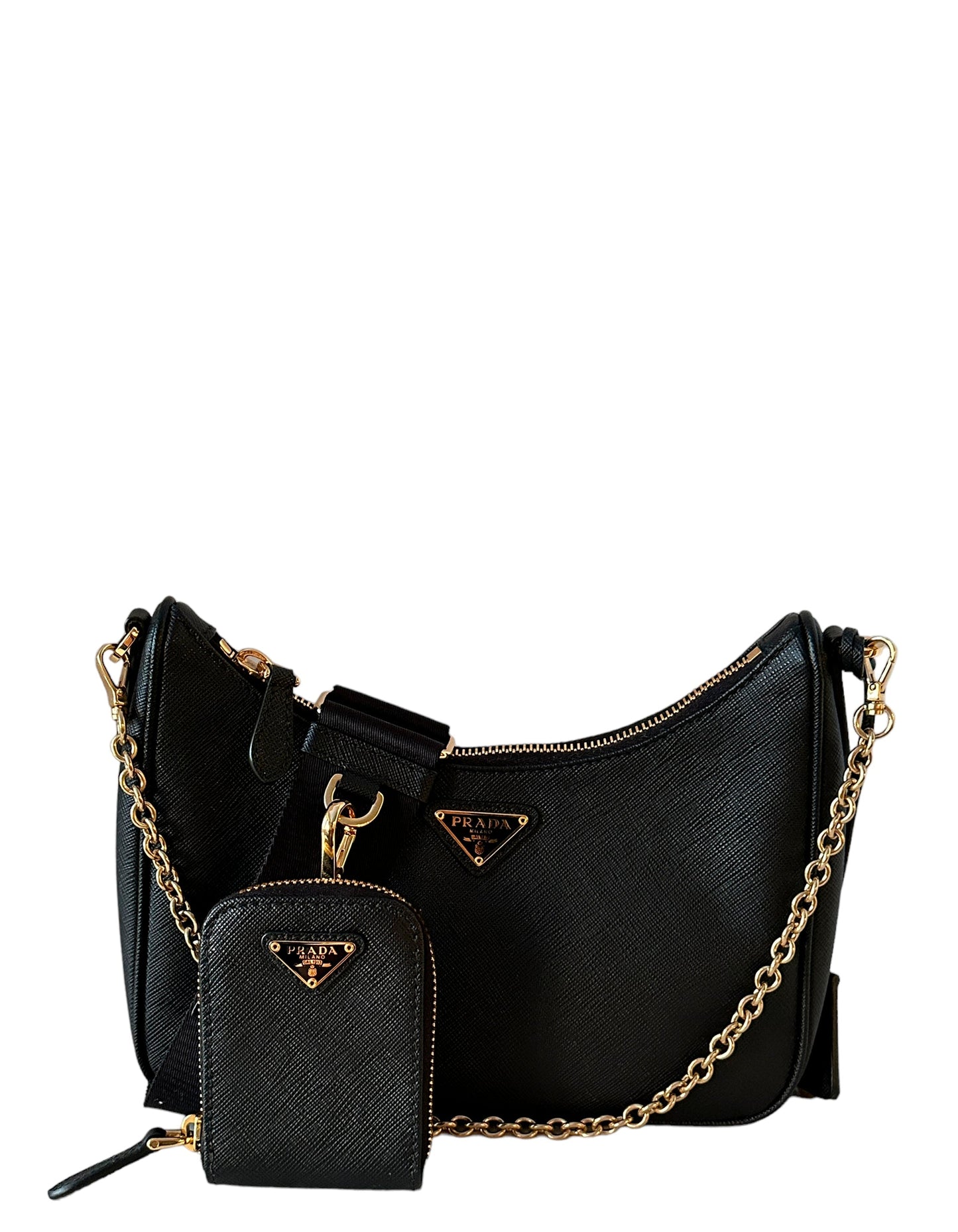 Prada Handbag Lux Re-Edition Crossbody Bag Leather Saffiano Black Shoulder Bag