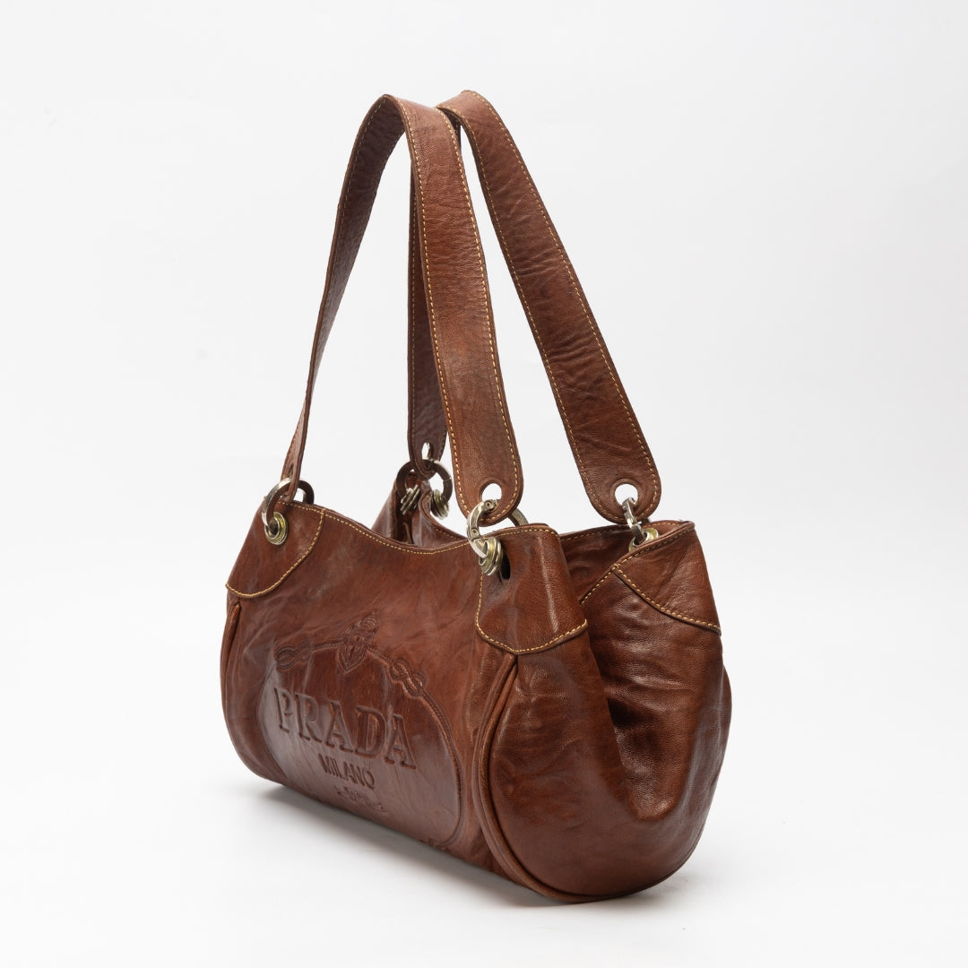 Prada Shoulder Bag Leather Brown Leather Shoulder Bag