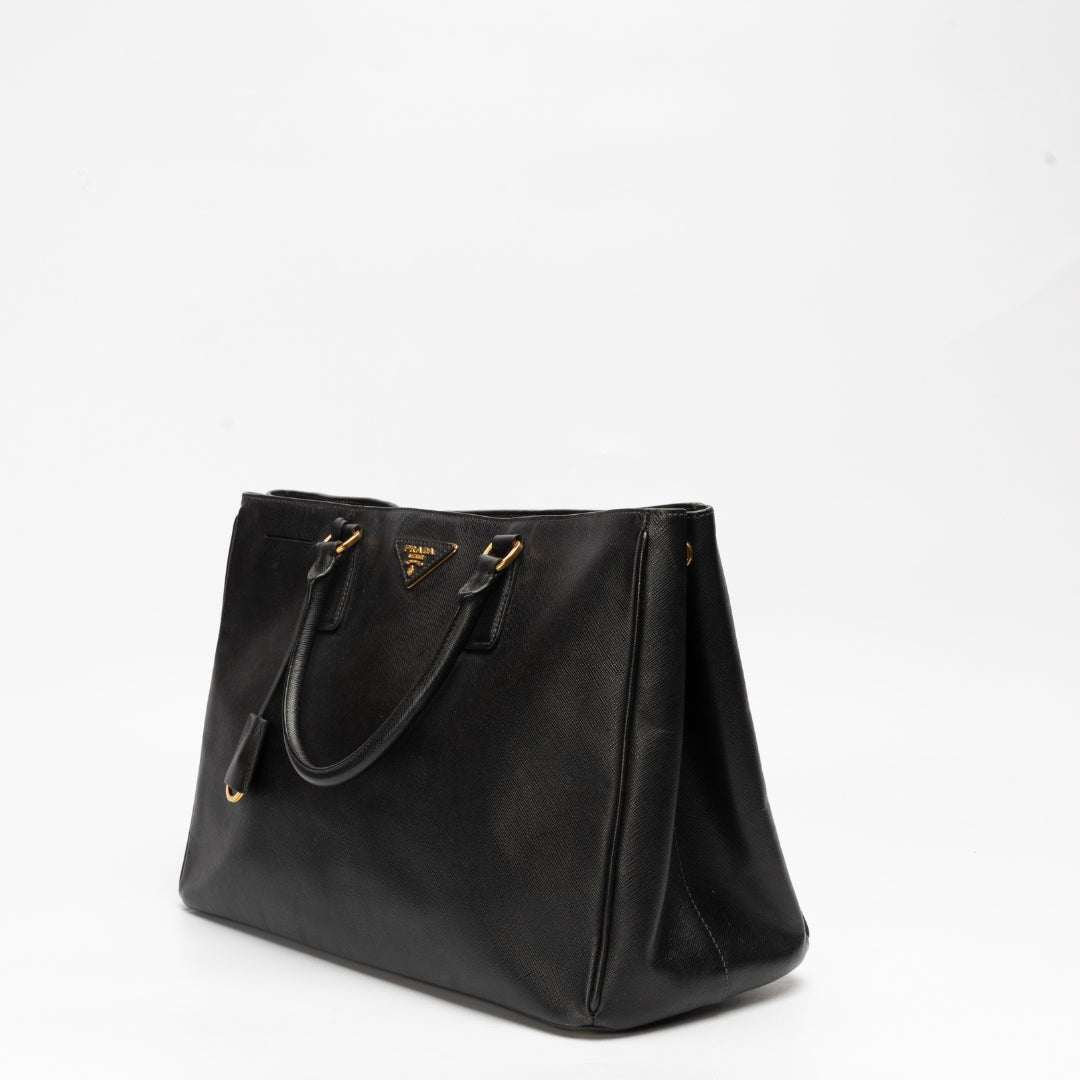 Prada Lux Tote Leather Saffiano Black Tote Bag